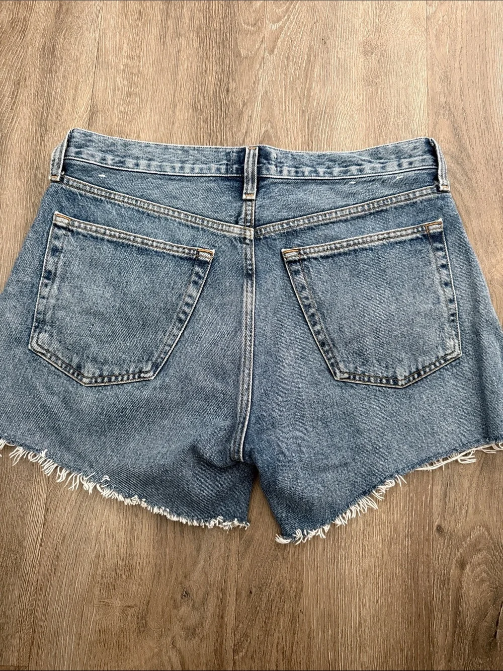 Agolde Vintage Parker Long Frayed Hem Denim Shorts